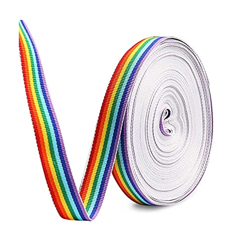Laffiovh Regenbogen Band, Doppelseitige Regenbogen Bänder für DIY Handwerk Nähen Geschenk Verpackung (10M X 25MM) von Simpleelove