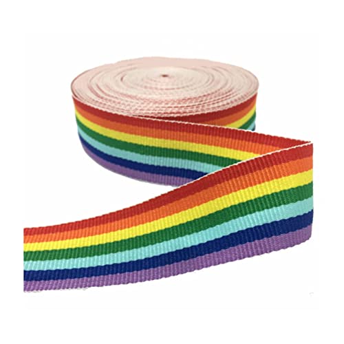 Laffiovh Regenbogen Band, Doppelseitige Regenbogen Bänder für DIY Handwerk Nähen Geschenk Verpackung (10M X 50MM) von Simpleelove