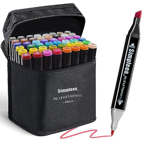 Simpleoa Graffiti Stifte, Art Marker Set Schnell trocknende doppelseitige Alkohol Marker, Permanent Marker für Kinder, Anfänger und Zeichenbegeisterte (48 Graffiti Stifte) von Simpleoa