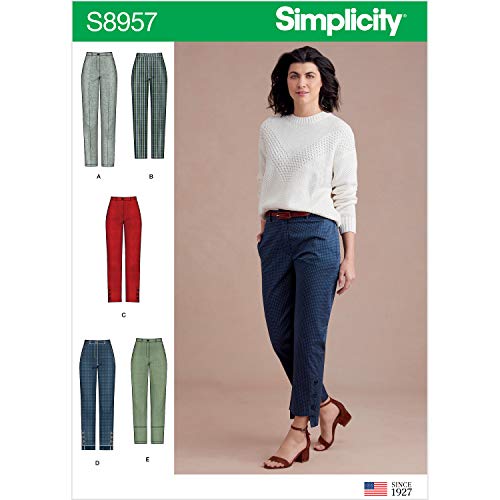 Simplicity Schnittmuster S8957 Damenhose mit schmalem Bein, mit Varianten, Papier, weiß, versch. von Simplicity Patterns