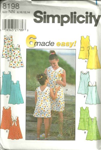 Kinder und Mädchen Kleid (Simplicity Sewing Pattern 8198, Größe: 8, 10, 12, 14) von Simplicity