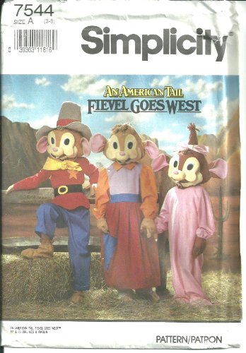 SIMPLICITY 7544, Größe: 3-8. Kinderkostüme Ein amerikanischer Schwanz 'Fievel Goes West' von Simplicity