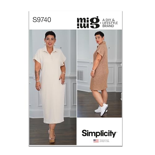 Simplicity Mimi G Style Schnittmuster-Paket für Strickkleid mit Kragen, Code S9740, Größen 40-42-44-46-48, mehrfarbig von Simplicity