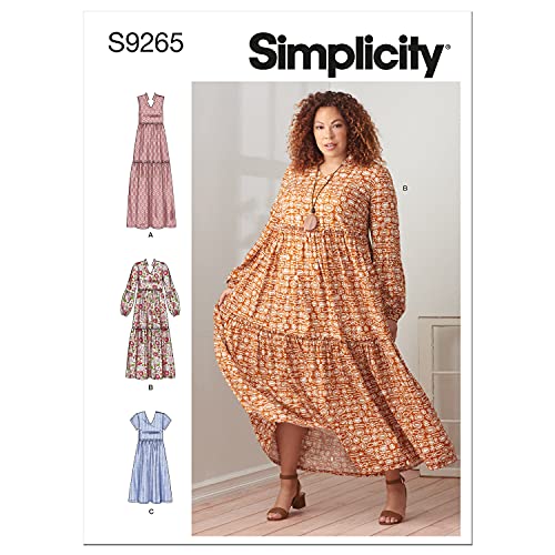 SIMPLICITY SS9265A Damen/Übergröße, Kleid A (XXS-XS-S-M-L-XL-XXL), Weiß von Simplicity