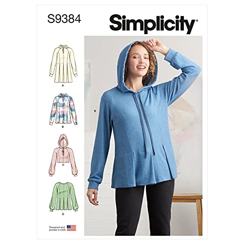 SIMPLICITY SS9384H5 Damen-Sweatshirt, plissiert, mit oder ohne Kapuze, erhältlich für gerade oder geraffte Ärmel und Saumlängen, Größen 34-36-40 von Simplicity