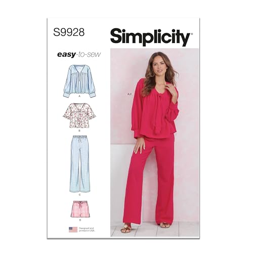 SIMPLICITY Schnittmuster SS9928A Damen-Lounge-Tops, Hosen und Shorts A (XS-S-M-L-XL-XXL) von Simplicity