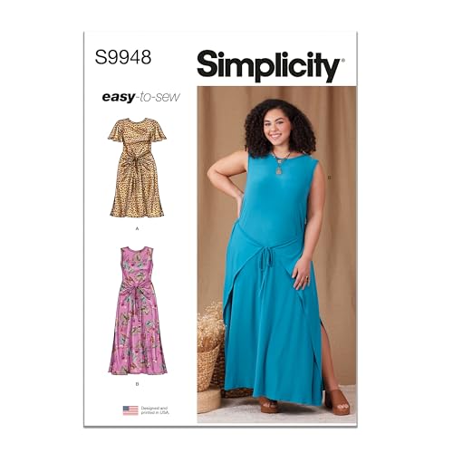 SIMPLICITY Schnittmuster SS9948W2 Damen Strickkleid mit Ärmel- und Längenvariationen W2 (20W-22W-24W-26W-28W) von Simplicity