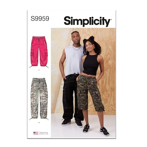 SIMPLICITY Schnittmuster SS9959A Unisex-Cargohose A (XS-S-M-L-XL-XXL) von Simplicity