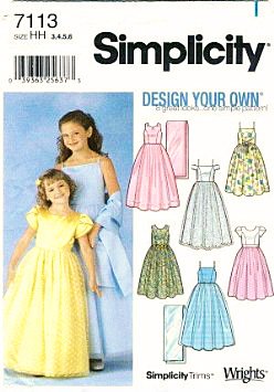 Simplicity 7113 Schnittmuster Mädchen Design your own Kleid & Schal Mädchen Gr. 7,8,10,12,14 von Simplicity