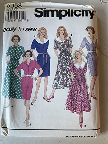 Simplicity 8358 Misses Dresses with Slim or Flared Skirt an Tie Belt Sewing Pattern Size 18-24 von Simplicity