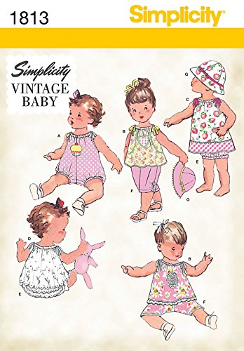 Simplicity Baby Sewing Muster 1813 Vintage Style Romper, Dress, Top, Hose, Hose & Hut von Simplicity