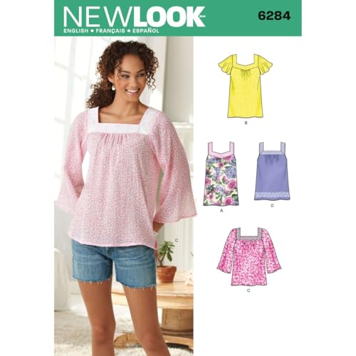 New Look Simplicity Creative Patterns 6284 Damen Pullover Top in Zwei Längen, A (36-38-40), schwarz von New Look