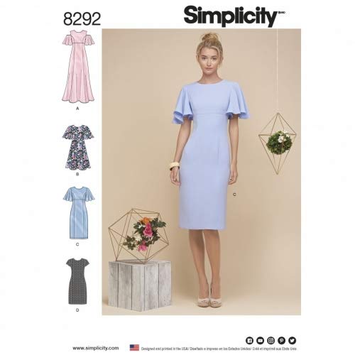 Simplicity Damen Schnittmuster 8292 Kleider in 4 Stilen von Simplicity