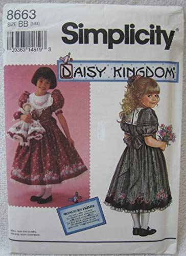 Simplicity Gänseblümchen-Königreich-Muster 8663 – Wadenlanges Kleid für Kinder, Größe BB (5–6X) von Simplicity