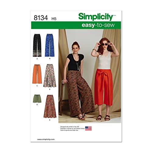 Simplicity Simplcity Schnittmuster 8134 Damen-Hose und Shorts, Papier, weiß, Carpet Uni Dark Beige Size:80x150 cm von Simplicity