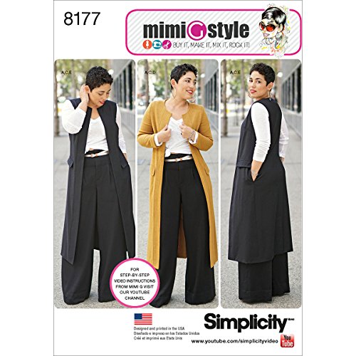 Simplicity Pattern 8177 Mimi G Style Trouser, Coat or Vest, and Knit Top for Miss and Plus Sizes, Paper, White, 22 x 15 x 1 cm von Simplicity