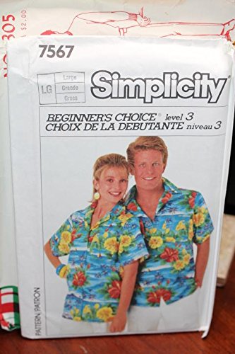 Simplicity Pattern 7567 Sz large Misses' Or Men's Loose-Fitting Shirt von Simplicity