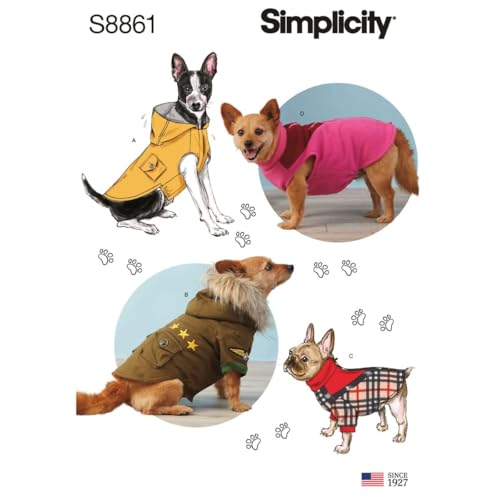 Simplicity Pattern S8861 Hundemantel, A (S-M-L) von Simplicity