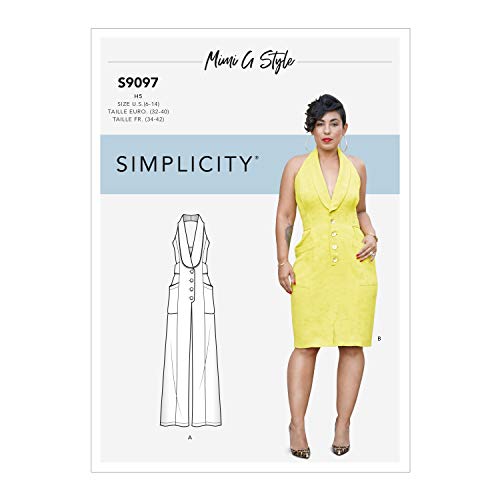 Simplicity SS9097H5 Schnittmuster S9097 Kleid und Jumpsuit für Damen, verschieden, H5 (6-8-10-12-14) von Simplicity