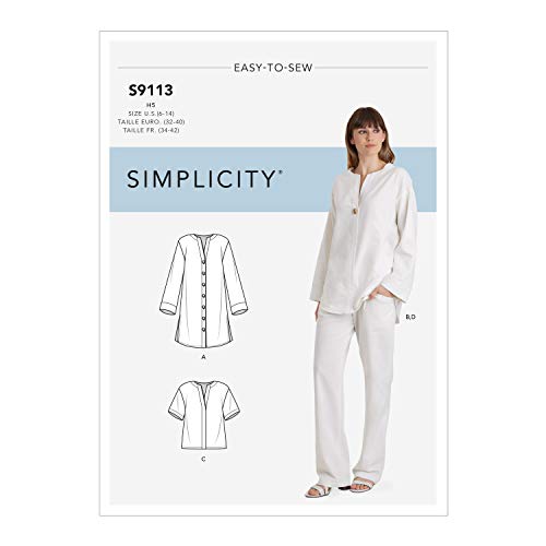 Simplicity SS9113H5 Schnittmuster S9113 Tunika, Oberteil und Hose, verschieden, H5 (6-8-10-12-14) von Simplicity