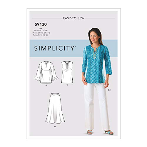 Simplicity SS9130AA Schnittmuster S9130 Oberteile und Hosen für Damen, verschieden, AA (10-12-14-16-18) von Simplicity