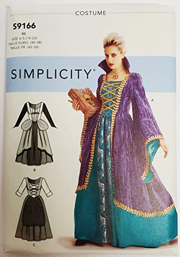 Simplicity SS9166R5 Zaubern Sie etwas Magie in fantasievollen Hexenkostümen mit Popkultur-Appeal. Größen für Damen 39-50 – ideal für Gruppen-Kostüme, R5 (14-16-18-20-22) von Simplicity