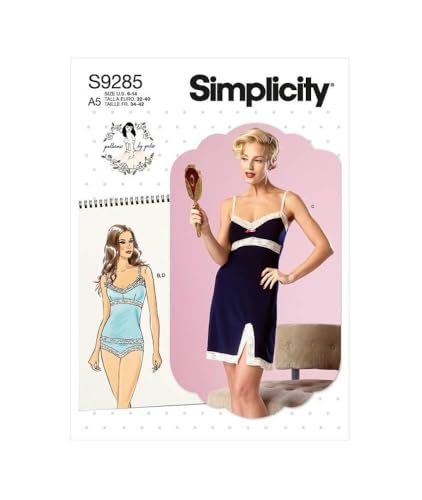 Simplicity SS9285E5 Paket für Damenunterwäsche, mit Spitzenbesatz, Unterhemd, Slip und Unterwäsche, Code 9285 Schnittmuster, Papier, Weiß, Sizes 14-22 von Simplicity