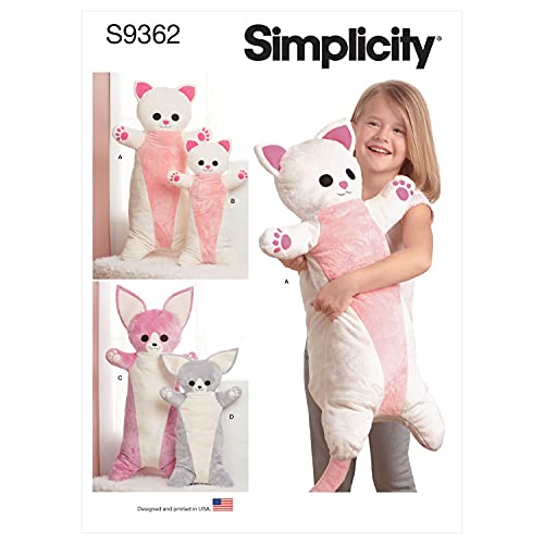 Simplicity SS9362OS Undefinierte gefüllte Plüsch-Kätzchen und Chihuahua Körperkissen haben kuschelige zylinderförmige Körper mit kontrastierenden Bauchchen von Simplicity