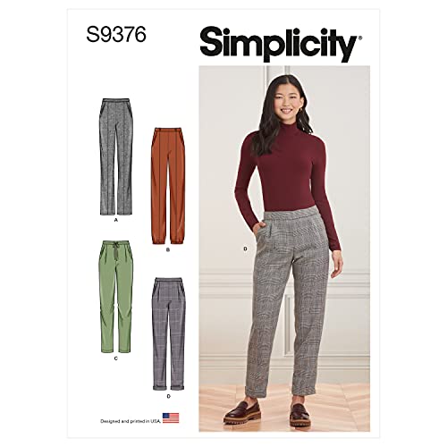 Simplicity SS9376H5 Damenrock / Hose Variationen für Falten oder Biesen, alle mit seitlichen Vordertaschen Optionen für Taillenbänder, Gürtelschlaufen und Ziernähte Sauber verarbeitete Säume, Bündchen oder Gummibündchen von Simplicity