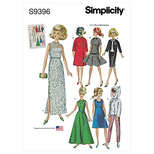 Simplicity SS9396OS Undefinierte Puppenkleidung Vintage-Stil, für 28,8 cm große Puppen, Einheitsgröße von Simplicity