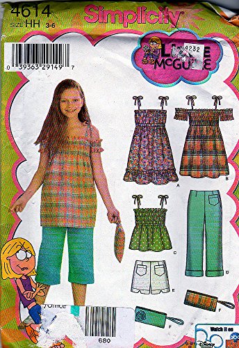 Simplicity Schnittmuster 46142005 Lizzie McGuire Kinderhosen, Shorts und Tops, Größe 3–6 von Simplicity