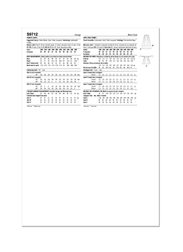 Simplicity Schnittmuster-Set für Damen-Faltenröcke, Code S9712, Größen 30W-32W-34W-36W-38W, mehrfarbig von Simplicity