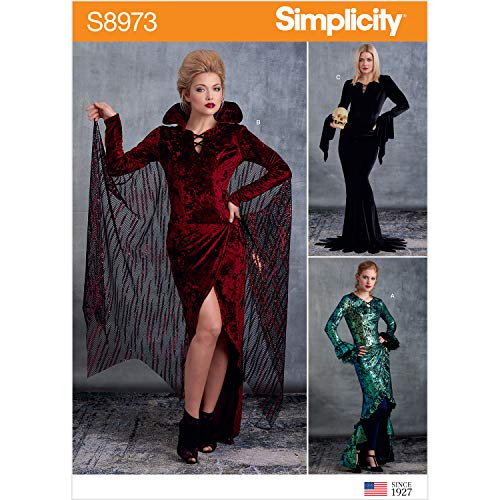 SIMPLICITY US8973H5 Schnittmuster S8973 Halloween-Kostüm für Damen, Papier, weiß, Verschiedene Größen, 3 stück von SIMPLICITY