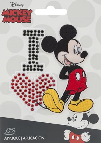 Simplicity disneyi Love Mickey Aufnäher mit Strass, Polyester, Mehrfarbig, 10.34 X 14.22 X 0,23 cm von Simplicity