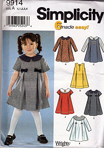 TODDLER DRESS SIZES 1/2-1-2-3-4 SIMPLICITY 6 MADE EASY PATTERN 9914 von Simplicity