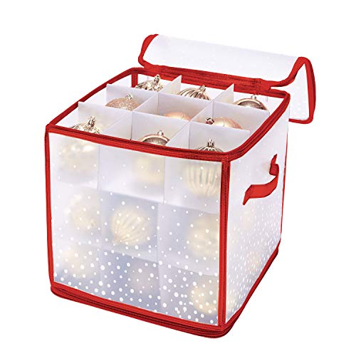 Simplify Ornament-Organizer, 27 Stück, Rot, für 27 Ornamente, Weihnachtsaufbewahrung, geringes Gewicht, Maße: 31,8 x 31,8 x 31,8 cm, einfache Tragegriffe von Simplify