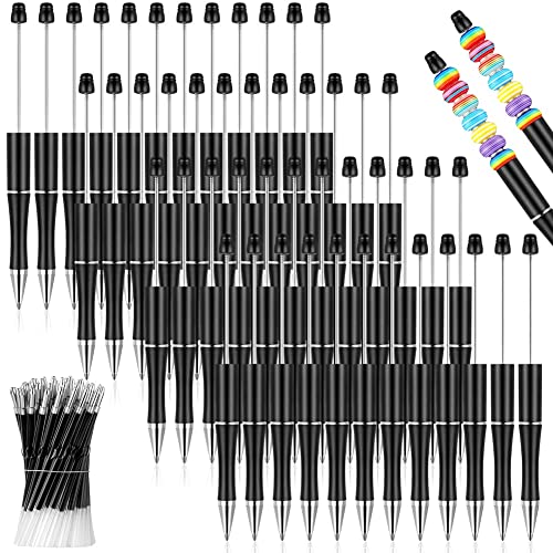 Simpls 50 StüCk Kunststoff-Kugelschreiber mit Kugelschreiber, Kugelschreiberschaft, Schwarze Tinte, Kugelschreiber mit 50 NachfüLlminen zum Basteln Von Geschenken, Schwarz von Simpls