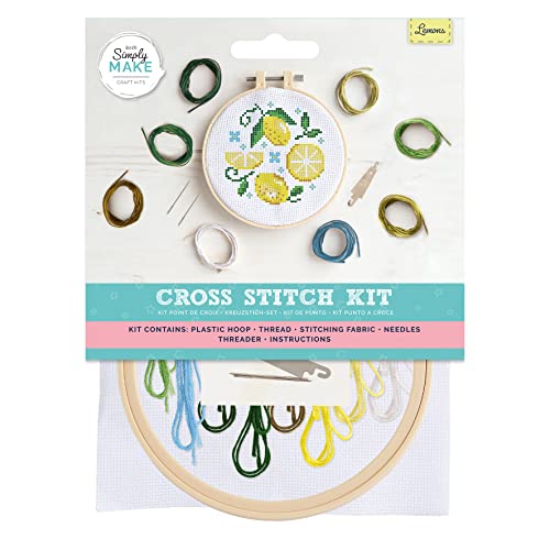 Simply MAKE Kreuzstich-Set – Zitronen-Design für Kinder und Erwachsene, einschließlich Reifen, Stickgarn, Stoff und Nadel, perfekt für Erwachsenen-Bastelarbeiten und Anfänger, Simply MAKE Kreuzstich-Set – Zitronen-Design für Kinder und Erwachsene, einschließlich Reifen, Stickgarn, Stoff und Nadel, perfekt für Erwachsenen-Bastelarbeiten und Anfänger, von Simply MAKE