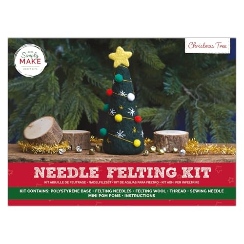 Simply MAKE Nadelfilz Kit, Weihnachtsbaum, mehrfarbig, Einzel-Bastelset, Nadelfilz-Kit mit Filznadeln und Filzwolle, ideale Nadelfilz-Kits für Anfänger, Spaß DIY Bastelset von Simply MAKE