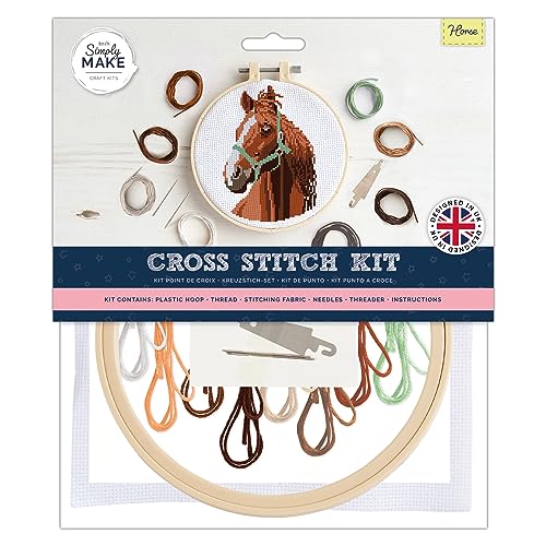 Simply Make DSM 106222 Kreuzstich-Set, Kunst-und Bastelset, Tiermotiv, pferd, 8" Hoop von Simply MAKE