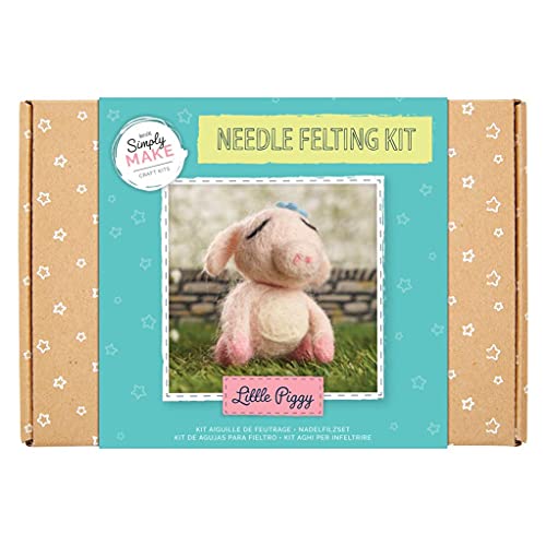 Simply Make Nadelfilz-Bastelset, kleines Schweinchen, Bastelarbeiten, Zuhause, Kinder und Erwachsene Hobby von Simply MAKE