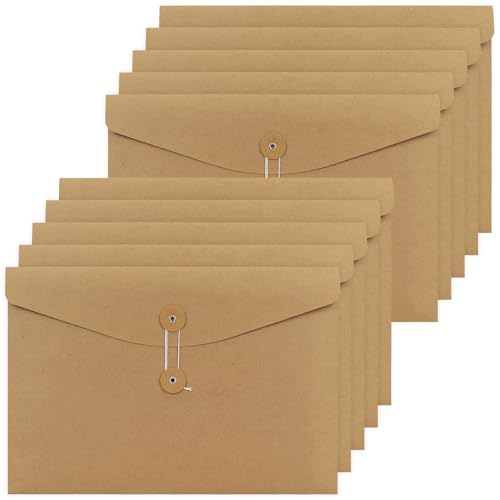 Simpolor 10PCS Dokumententasche Kraft papier-Ordner für A4 Papier-Ordner, A4 Umschläge Projekttaschen Dokument Brieftasche Tasche mit String, keine Erweiterung, A4 String Ordner Organizer (Vertikal) von Simpolor