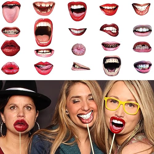 20 Stück Foto Requisiten Lustige Lippen Mund Foto Booth Props, DIY Fotorequisiten Set für Party, Hochzeit, Geburtstag, Karneval, Weihnachten, Halloween von Simsky