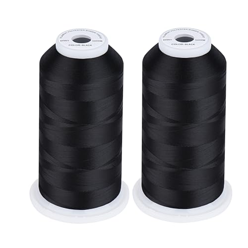 60 WT Filament-Polyester-Spulenfaden zum Quilten, 5000 m, Schwarz von Simthread