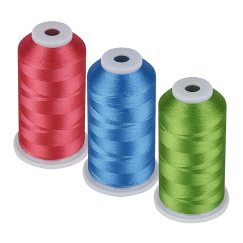 Simthread 60 WT Spulenfüllgarn, Maschinenstickgarn, 5000 m, 3er-Pack, Himmelblau, Tiefrosa, Limettengrün Simthread 60 WT Spulenfüllgarn, Maschinenstickgarn, 5000 m, 3er-Pack, Himmelblau, Tiefrosa, Limettengrün von Simthread