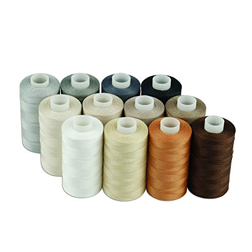 Simthread Baumwoll Nähgarn Quiltgarn für Nähen und Quilten Maschinen - 550 Yards/spule, 12 Neutral Farben von Simthread