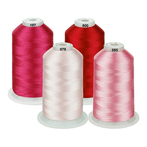 Simthread Maschinenstickgarn 5000M Spulen Set Polyester Stickgarn für Babylock, Janome, Kenmore, Singer, W6 N Stickereimaschine (4 Rosa) von Simthread