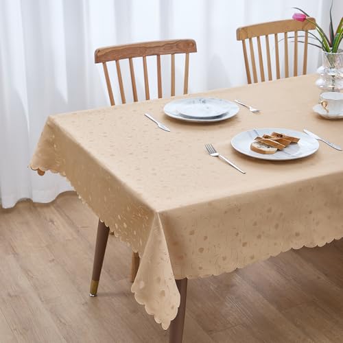 Simurq Tischdecke Abwaschbar Lotuseffekt | Wasserabweisend & Pflegeleicht & fleckenabweisend Tischdecken | Tischdecke beige - Tischdecke rechteckig - Tischtuch Table Cloth (Beige, 130x160 cm) von Simurq