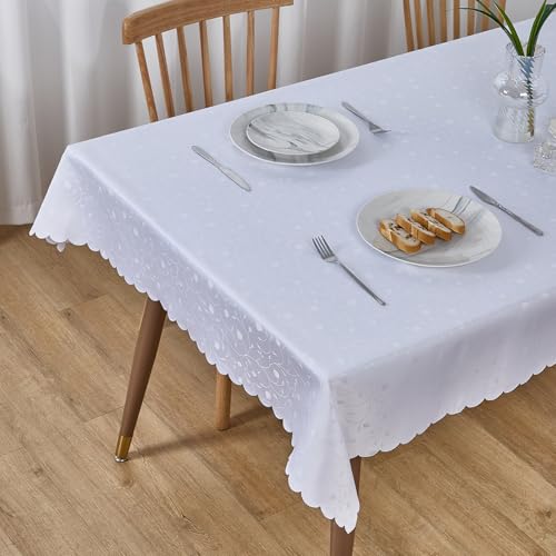 Simurq Tischdecke Abwaschbar Lotuseffekt | Wasserabweisend & Pflegeleicht & fleckenabweisend Tischdecken | Tischdecke Weiß - Tischdecke rechteckig - Tischtuch Table Cloth (Weiß, 130x160 cm) von Simurq