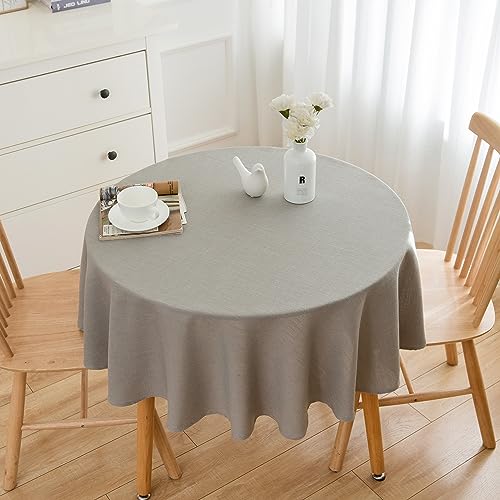 Simurq Tischdecke Abwaschbar - Wasserabweisend | Tischdecke Rund 140 Leinenoptik-Lotuseffekt | Pflegeleicht & fleckenabweisend Tischdecken | Tischdecke Grau-Tischtuch Table Cloth (Hellgrau, 140 Rund) von Simurq